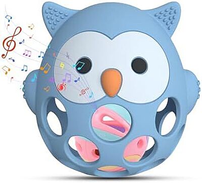 Baby Owl Silicone Teether and Rattle – Soft Sensory Soother for Infants Baby Owl Silicone Teether and Rattle – Soft Sensory Soother for Infants