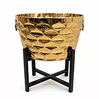 ROUND DUSTBIN GOLD DIAMOND