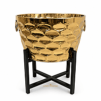ROUND DUSTBIN GOLD DIAMOND