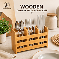 Wooden Cutlery Holder Organiser