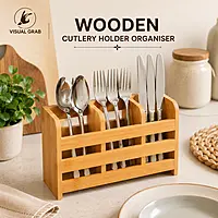 Wooden Cutlery Holder Organiser