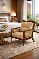 Pisces Solidwood Cane Room Accent Sofa Chair