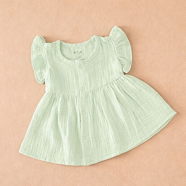 Mint Mist Crinkled Muslin Frill Frock