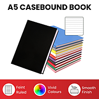 A5 160 Pages 8mm Ruled Purple Casebound Notebook