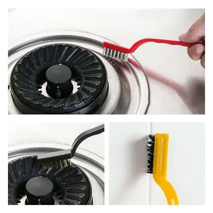 3-Piece Wire Brush Set (Nylon, Brass & Stainless Steel) for Rust, Grout & Stove Cleaning