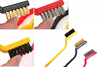 3-Piece Wire Brush Set (Nylon, Brass & Stainless Steel) for Rust, Grout & Stove Cleaning