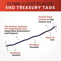Pack of 100 127mm Plastic End Violet Treasury Tags