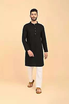 Men's Long Kurta - Black