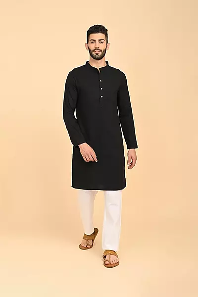 Men's Long Kurta - Black