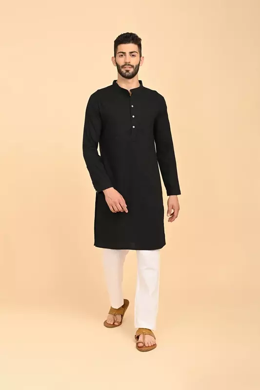 Men's Long Kurta - Black