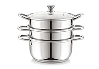 Sonu Stainless Steel Triply Base Steamer with Glass lid| Momo Maker| Vegitable Steamer