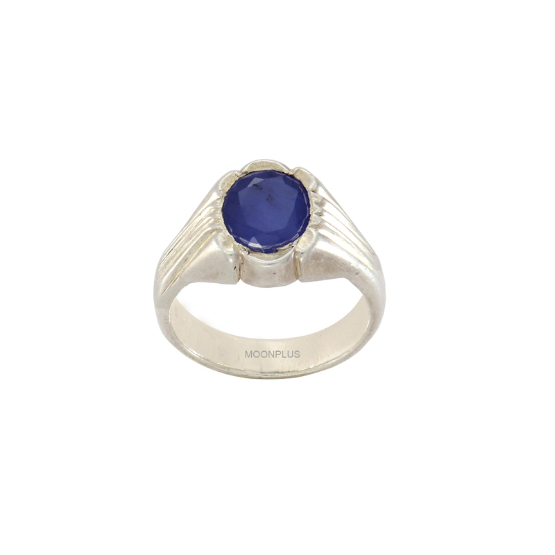 Pure Silver Natural Blue Stone Ring-Neelam