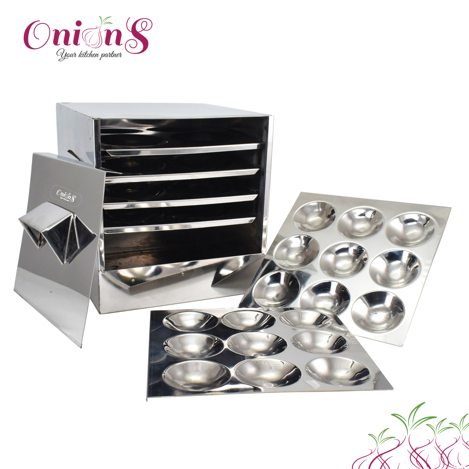 Onions Stainless Steel Cauka/Square/Cubic Idly cooker – FOR HOME USE ONLY