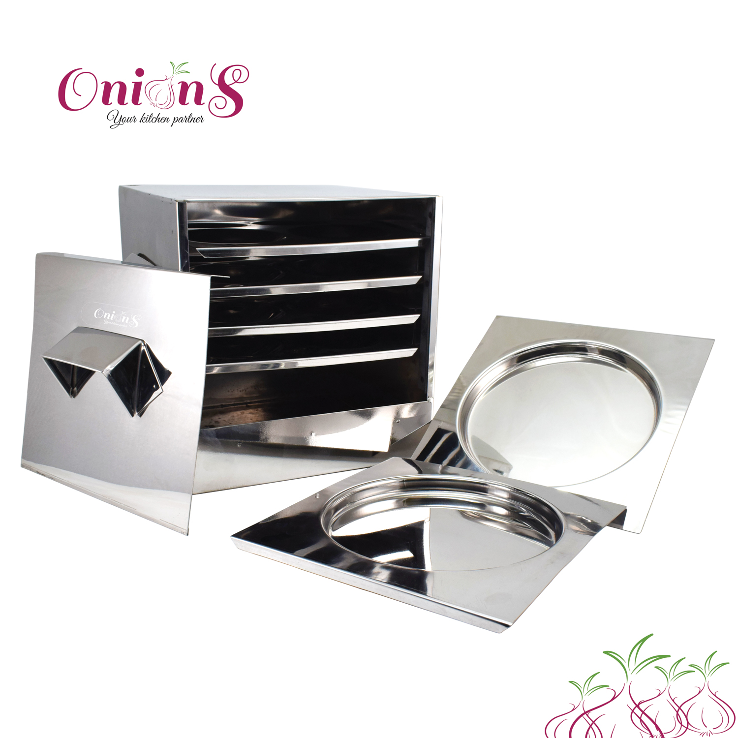 Onions Stainless Steel Cauka/Square/Cubic Idly cooker – FOR HOME USE ONLY