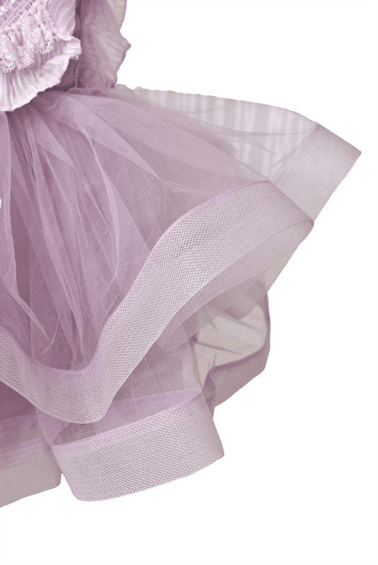 Lavender Ruffle Lace Party Dress