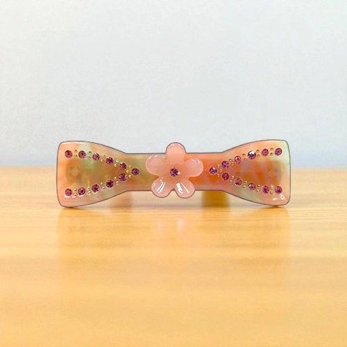Acetate Hair Barrette with Floral Accent