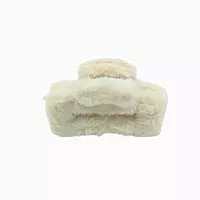 Plush Faux Fur Hair Claw Clip - Vibrant Ivory Hair Clamp