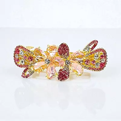 Dazzling Crystal Embellished Floral Hair Barrette