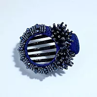 Chic Stripe Hair Claw Clip with Beaded Embellishments