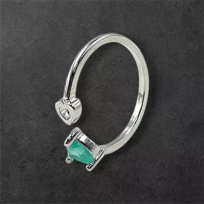 Heart Gemstone Adjustable Ring | Silver-Plated Statement Jewelry