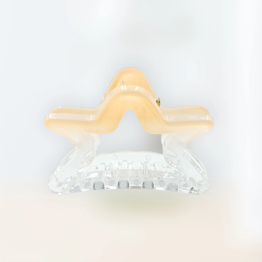Chic Starfish Clear & Nude Peach Hair Claw Clip - Medium Size