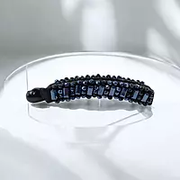 Elegant Black Beaded Flexible Banana Hair Clip - Stylish Ponytail Holder