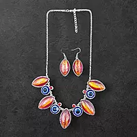 Protective Evil Eye Pendant Red Necklace - Dichroic Glass Good Luck Charm
