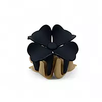Black and Camel Two-Toned Flower Hair Claw Clip - Matte Finish Hair Accessory
