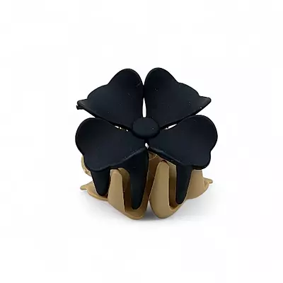 Black and Camel Two-Toned Flower Hair Claw Clip - Matte Finish Hair Accessory