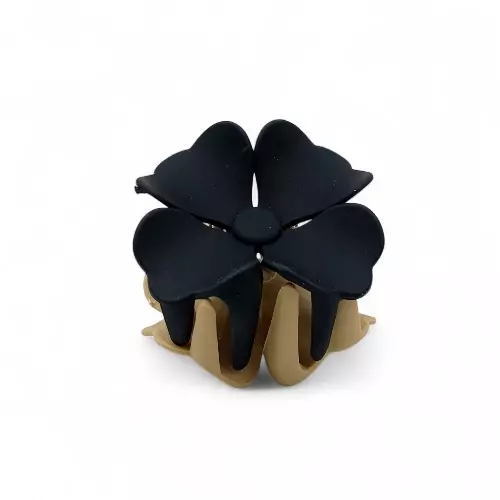 Black and Camel Two-Toned Flower Hair Claw Clip - Matte Finish Hair Accessory
