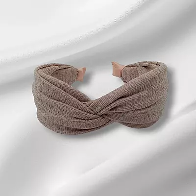 Chic Dusty Rose Knotted Headband - Textured Fabric Hair Accessory