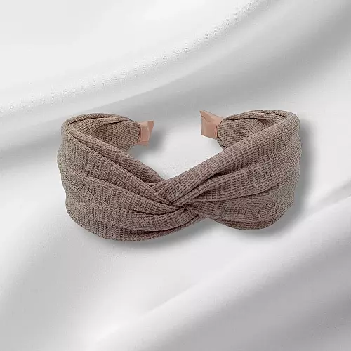 Chic Dusty Rose Knotted Headband - Textured Fabric Hair Accessory