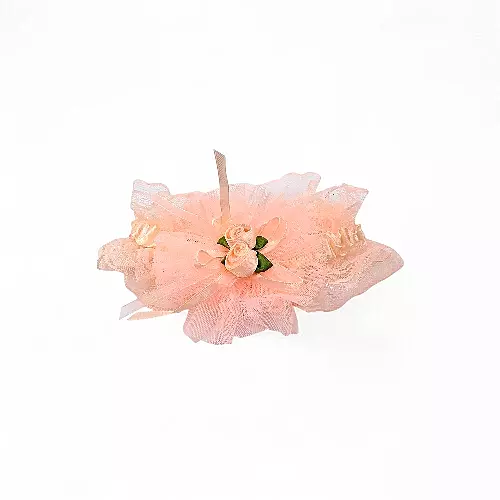Delicate Peach Lace & Tulle Baby Girl Headband - Newborn to Toddler