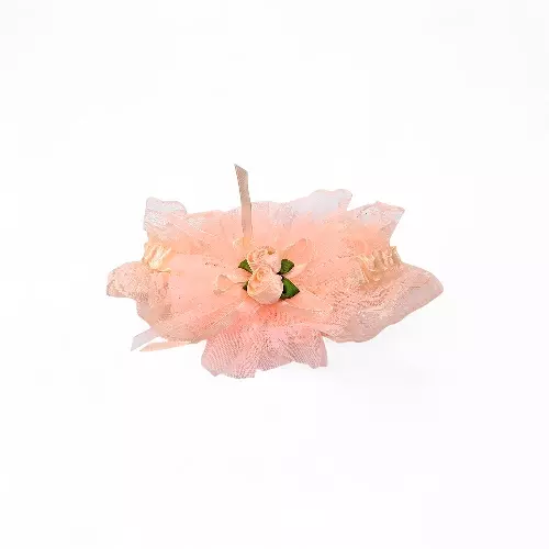 Delicate Peach Lace & Tulle Baby Girl Headband - Newborn to Toddler