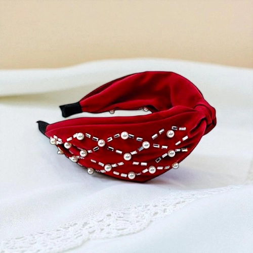 Elegant Pearl & Rhinestone Turban Knot Headband