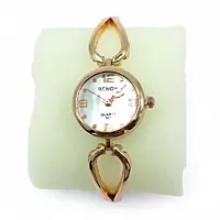 Rose Gold RENOS White Watch and Crystal Bangle Bracelet Gift Set