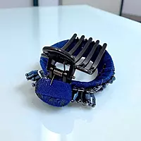 Chic Stripe Hair Claw Clip with Beaded Embellishments