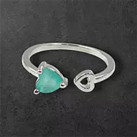Heart Gemstone Adjustable Ring | Silver-Plated Statement Jewelry