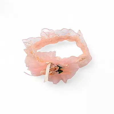 Delicate Peach Lace & Tulle Baby Girl Headband - Newborn to Toddler