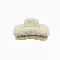 Plush Faux Fur Hair Claw Clip - Vibrant Ivory Hair Clamp