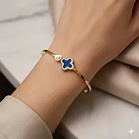 Blue Clover Anti-Tarnish Gold Bangle - Stainless Steel