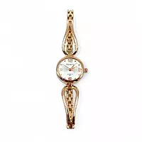 Rose Gold RENOS White Watch and Crystal Bangle Bracelet Gift Set