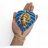 Mini Enamel Leaf Ganesh Blue color Aluminium Idol