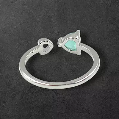 Heart Gemstone Adjustable Ring | Silver-Plated Statement Jewelry
