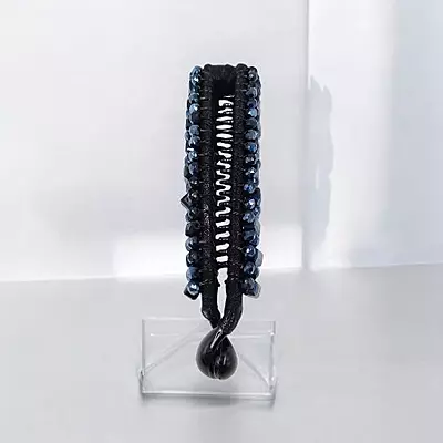 Elegant Black Beaded Flexible Banana Hair Clip - Stylish Ponytail Holder