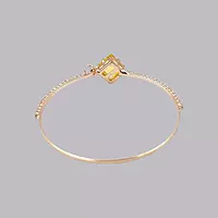Gold Square Stone & Diamond Studded Gold-Toned Bangle Bracelet | Adjustable Fashion Jewelry