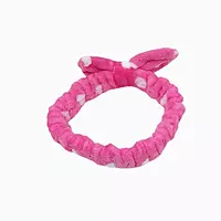 Pink Plush Polka Dot Spa Headband | Soft Makeup & Skincare Band
