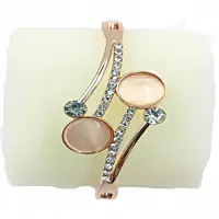 Rose Gold RENOS White Watch and Crystal Bangle Bracelet Gift Set