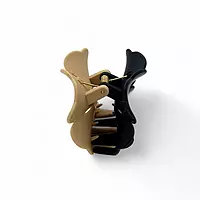 Black and Camel Two-Toned Flower Hair Claw Clip - Matte Finish Hair Accessory