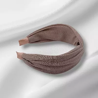 Chic Dusty Rose Knotted Headband - Textured Fabric Hair Accessory